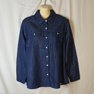 Vintage Cathy Daniels Sparkly Blue Button-Up Shirt